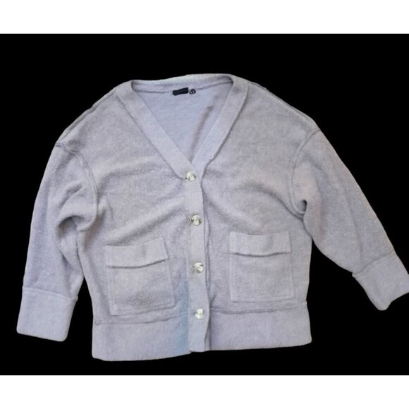 Out From Under Fleece Oversized Grandpa Comfy Cardigan Lavender-Gray Size M - Picture 1 of 6